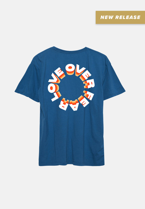Blue Love Over Fear Circle Tee