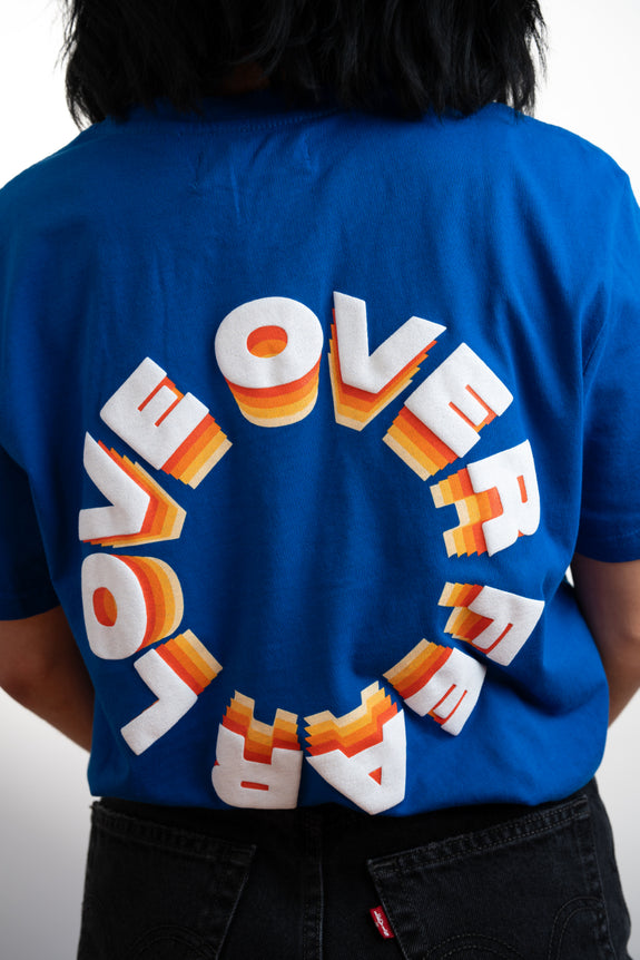 Blue Love Over Fear Circle Tee