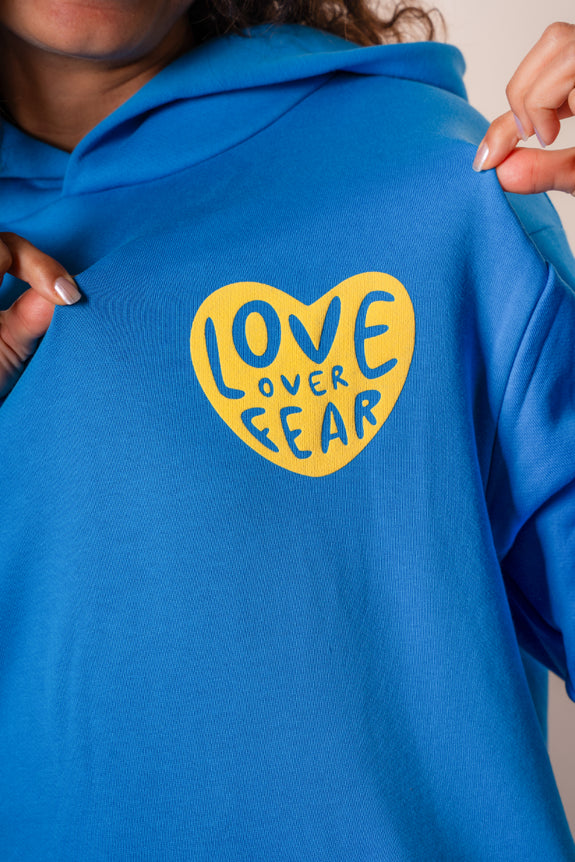 Blue Love Over Fear Hoodie