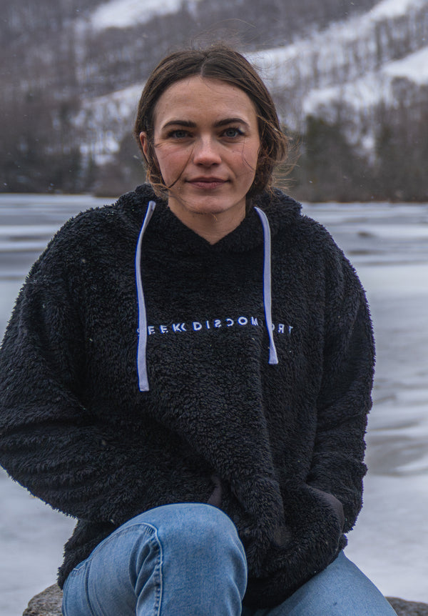Black sherpa hoodie clearance