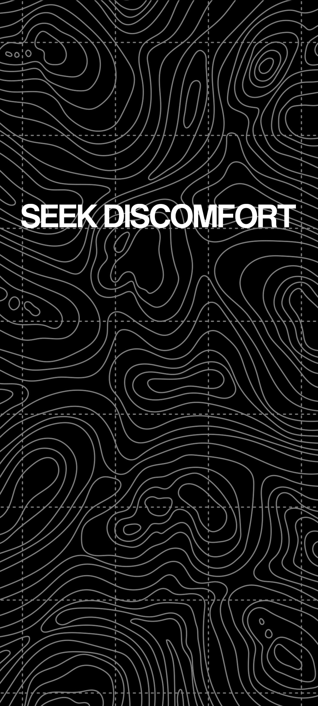 Black and white patterned background with 'Seek Discomfort' text