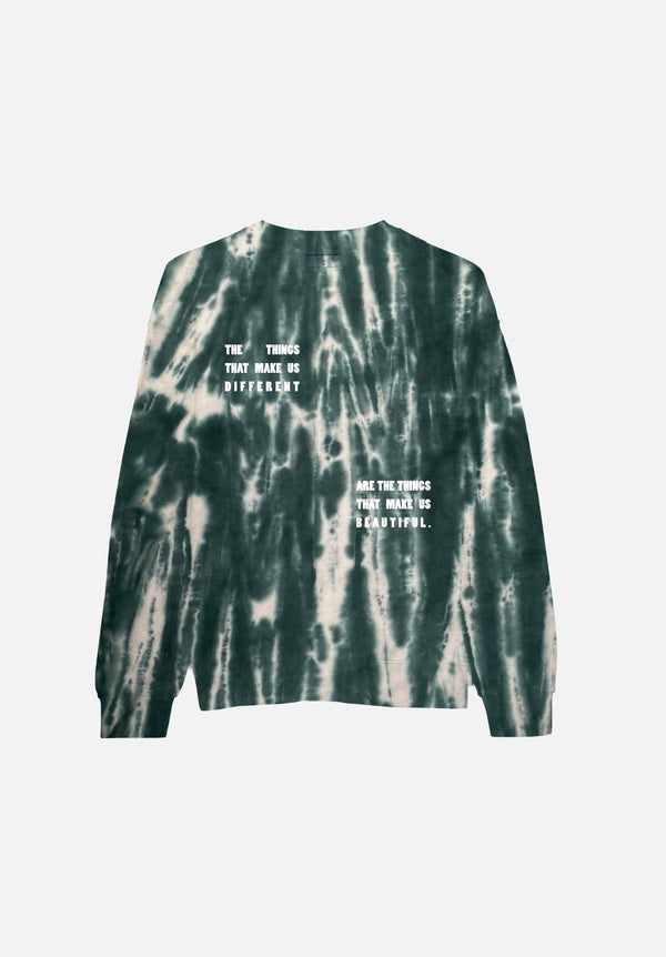 Hunter Green Tie Dye 'Different Is Beautiful' Sweatshirt - Seek Discomfort
