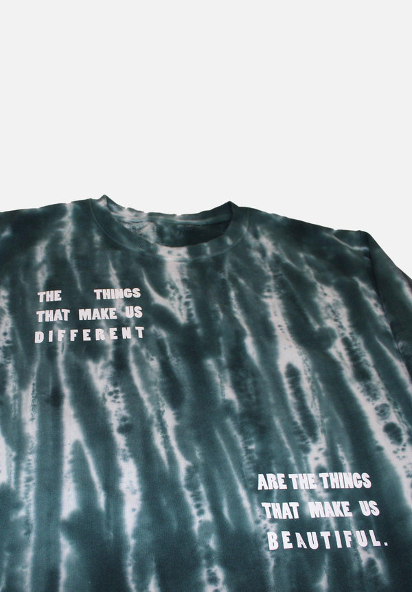 Hunter Green Tie Dye 'Different Is Beautiful' Sweatshirt - Seek Discomfort