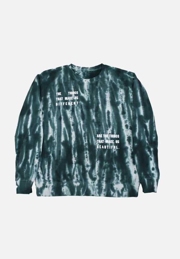 Hunter Green Tie Dye 'Different Is Beautiful' Sweatshirt - Seek Discomfort